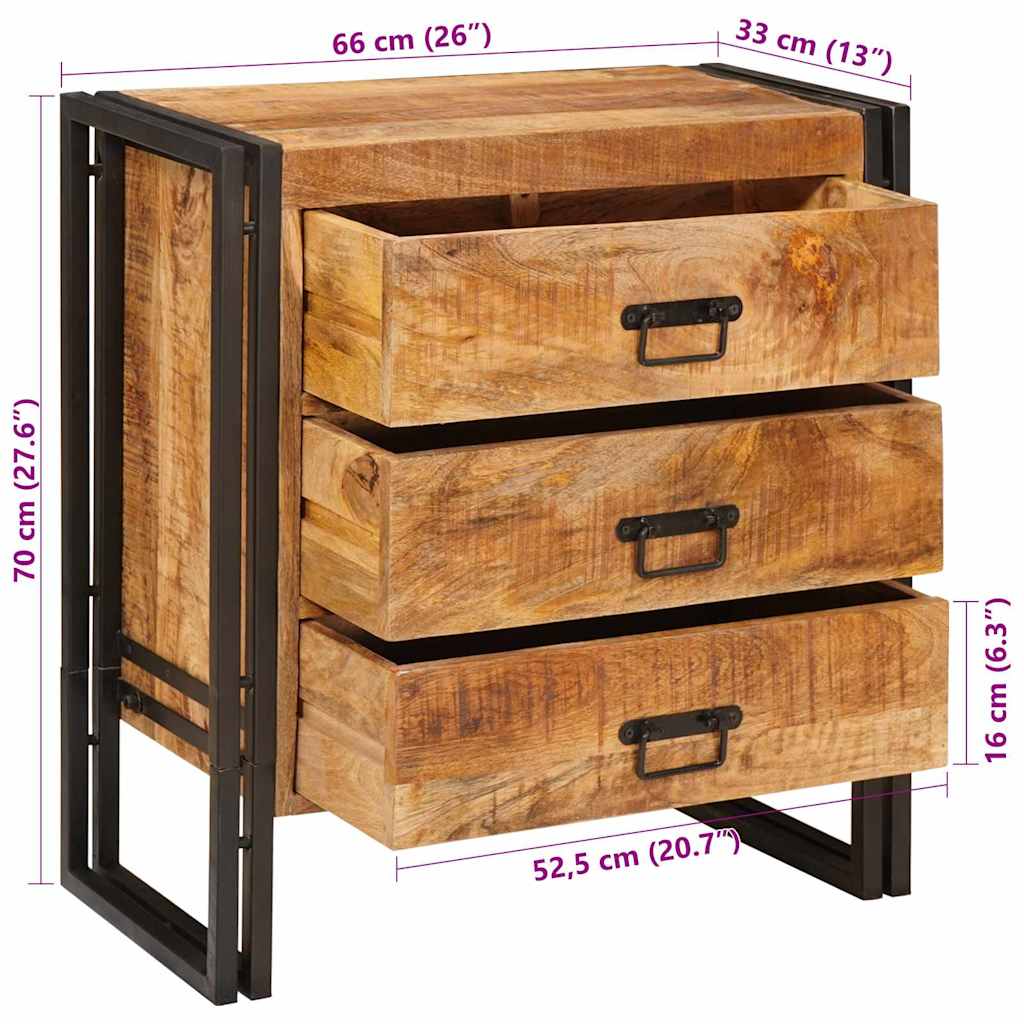 Sideboard Braun 66 x 33 x 70 cm massives Mangoholz